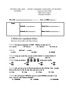 Đề thi học sinh giỏi cấp trường Toán Lớp 4 - Năm học 2013-2014 - Trường Tiểu học Dân Hòa