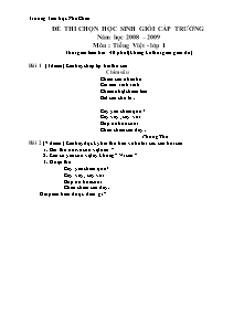 Đề thi học sinh giỏi cấp trường Toán, Tiếng việt Khối Tiểu học - Năm học 2008-2009 - Trường Tiểu học Phú Châu