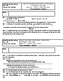 Đề thi học sinh giỏi cấp trường Toán, Tiếng việt Lớp 4 - Năm học 2011-2012 - Trường Tiểu học Vạn Hà