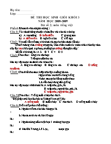 Đề thi học sinh giỏi môn Toán Khối 3 - Năm học 2008-2009