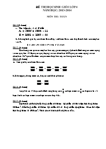 Đề thi học sinh giỏi môn Toán Lớp 4 (Kèm đáp án) - Năm học 2013-2014