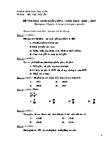 Đề thi học sinh giỏi Tổng hợp Lớp 4,5 - Năm học 2006-2007 - Trường Tiểu học Thọ Lập