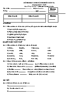 Đề thi học sinh năng khiếu Tiếng anh Lớp 4 - Năm học 2011-2012