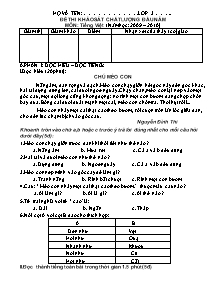 Đề thi khảo sát chất lượng đầu năm Tiếng việt Lớp 3 - Năm học 2009-2010