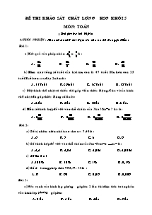 Đề thi khảo sát chất lượng học sinh giỏi Toán Lớp 5 (Kèm đáp án)