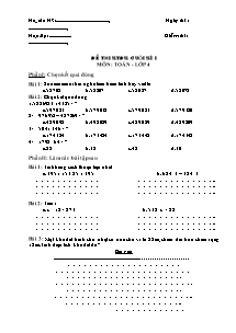 Đề thi kiểm tra định kì cuối học I Toán Lớp 4