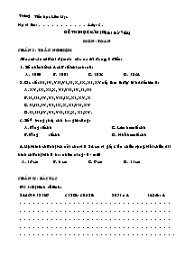 Đề thi thử học kì II Toán Lớp 3 - Trường Tiểu học Liên Mạc