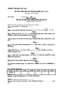 Đề thi Toán tuổi thơ cấp trường Lớp 4 - Năm học 2013-2014 - Trường Tiểu học Nga Lộc