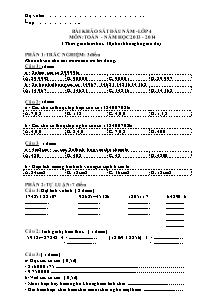 Đề và đáp án khảo sát đầu năm Toán Lớp 4 - Năm học 2013-2014