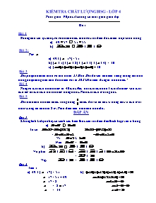 Đề và đáp án kiểm tra chất lượng học sinh giỏi Toán Lớp 4