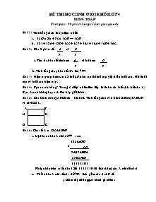 Đề và đáp án kiểm tra chọn học sinh giỏi môn Toán Khối 4