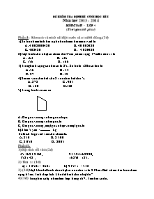 Đề và đáp án kiểm tra cuối học kì I Toán, Tiếng việt Lớp 4 - Năm học 2013-2014