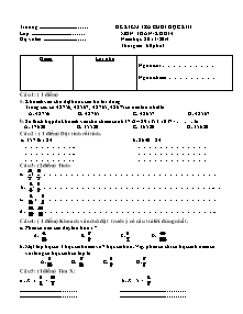 Đề và đáp án kiểm tra cuối học kì II Toán Lớp 4 - Đề số 5 - Năm học 2013-2014