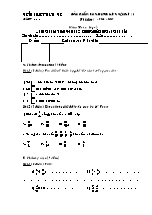 Đề và đáp án kiểm tra cuối học kì II Toán Lớp 4 - Năm học 2008-2009