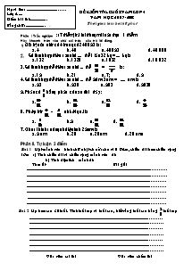 Đề và đáp án kiểm tra cuối năm Toán cấp Tiểu học - Năm học 2007-2008