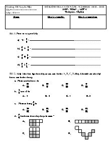 Đề và đáp án kiểm tra cuối năm Toán Lớp 4 - Năm học 2011-2012 - Trường Tiểu học Xuyên Mộc