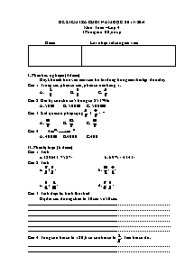 Đề và đáp án kiểm tra cuối năm Toán Lớp 4 - Năm học 2013-2014