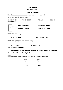 Đề và đáp án kiểm tra định kì môn Toán Lớp 4