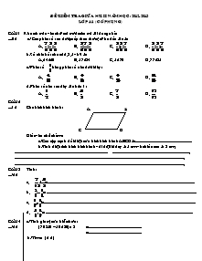 Đề và đáp án kiểm tra giữa học kì II Toán Lớp 4 - Năm học 2012-2013