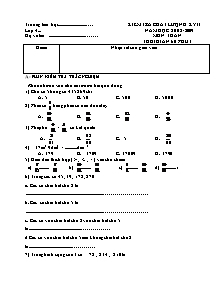 Đề và đáp án kiểm tra học kì II Toán Lớp 4 - Năm học 2008-2009 - Trường Tiểu học Hòa Lý