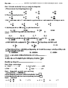 Đề và đáp án ôn tập cuối năm môn Toán Khối 4 - Năm học 2013-2014