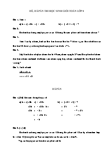 Đề và đáp án thi chọn học sinh giỏi môn Toán Khối 4