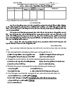 Đề và đáp án thi cuối học kì I môn Tiếng việt Khối 4 - Năm học 2013-2014