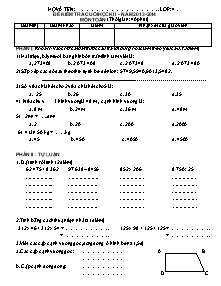 Đề và đáp án thi cuối học kì I môn Toán Khối 4 - Năm học 2013-2014