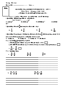 Đề và đáp án thi cuối học kì II môn Toán Lớp 4 - Năm học 2008-2009
