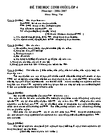 Đề và đáp án thi học sinh giỏi Toán, Tiếng việt Lớp 4 - Năm học 2006-2007