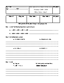 Đề và đáp án thi khảo sát học sinh giỏi Toán Lớp 3 - Năm học 2009-2010