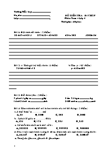 Một số đề kiểm tra cuối học kì I Toán Lớp 4 - Năm học 2009-2010