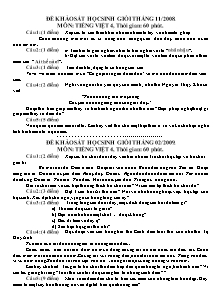 Bộ đề khảo sát học sinh giỏi theo tháng Tiếng việt, Toán Lớp 4 - Năm học 2008-2009