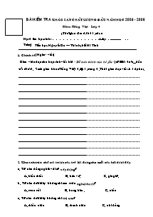 Đề khảo sát chất lượng đầu năm Tiếng việt Lớp 4 - Năm học 2008-2009 - Trường Tiểu học Nguyễn Du