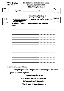 Đề khảo sát chất lượng hè Tiếng việt Lớp 4 - Năm học 2007-2008 - Trường Tiểu học Hải Thanh