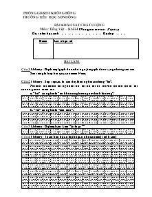Đề kiểm tra chất lượng Tiếng việt Lớp 4 - Trường Tiểu học Sơn Đông