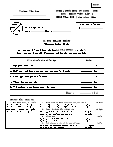 Đề kiểm tra định kì học kì I Tiếng việt Lớp 4 - Năm học 2008-2009