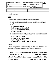 Đề kiểm tra định kì lần 2 Lịch sử Lớp 4 - Năm học 2007-2008 - Trường Tiểu học số 1 Bình Châu