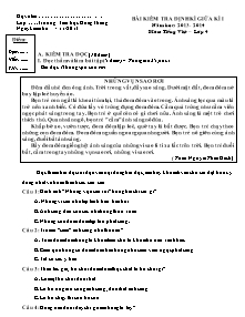 Đề kiểm tra giữa học kì I Tiếng việt Lớp 4 - Năm học 2013-2014 - Trường Tiểu học Hùng Thắng