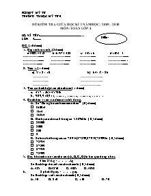 Đề kiểm tra giữa học kì I Toán, Tiếng việt Lớp 4 - Năm học 2009-2010 - Trường Tiểu học Mỹ Tú B