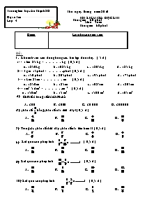 Đề kiểm tra học kì II Toán Lớp 4 - Năm học 2010-2011 - Trường Tiểu học An Thạnh 2B