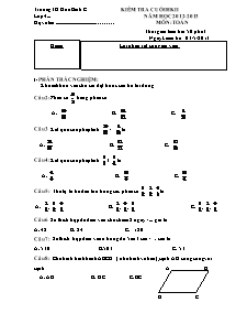 Đề kiểm tra học kì II Toán Lớp 4 - Năm học 2012-2013 - Trường Tiểu học Hòa Bình C