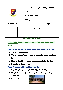 Đề kiểm tra tuần 28 Lịch sử và Địa lí Lớp 4 - Năm học 2009-2010 - Trường Tiểu học Việt Anh