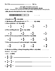 Đề thi giữa học kỳ II môn Toán Khối 4