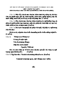 Đề tuyển sinh học sinh năng khiếu Tiếng việt Lớp 5 - Năm học 2013-2014