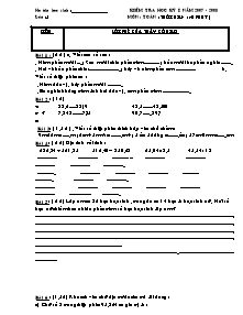 Đề và đáp án kiểm tra học kì I Toán Lớp 5 - Năm học 2007-2008