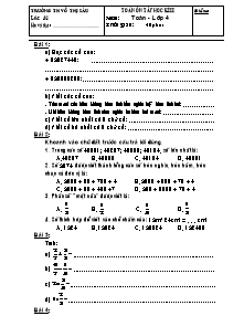 Đề và đáp án ôn tập kiểm tra học kì II Toán Lớp 4 - Trường Tiểu học Võ Thị Sáu