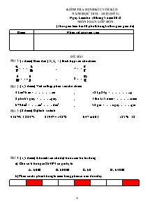 Bộ đề kiểm tra cuối học kì II Toán Lớp 4 - Năm học 2011-2012