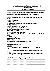 Bộ đề kiểm tra Khoa học, Lịch sử và Địa lí Lớp 4 - Năm học 2008-2009