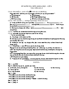 Bộ đề và đáp án kiểm tra theo tuần Khoa học Lớp 4